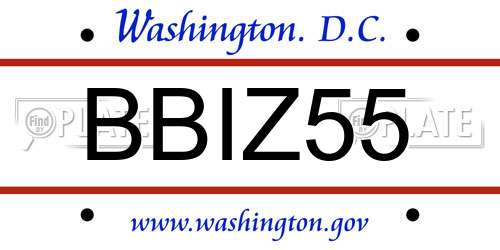 BBIZ55 District Of Columbia License Plate