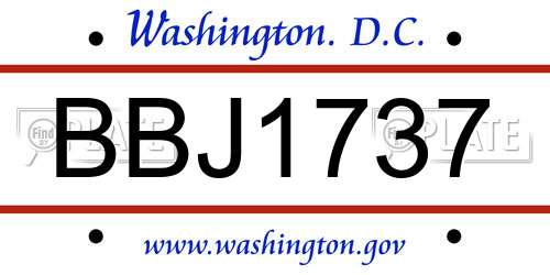 BBJ1737 District Of Columbia License Plate