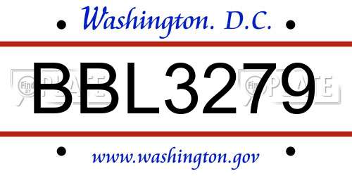 BBL3279 District Of Columbia License Plate