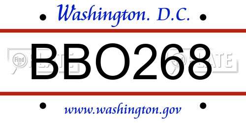 BBO268 District Of Columbia License Plate
