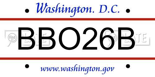 BBO26B District Of Columbia License Plate