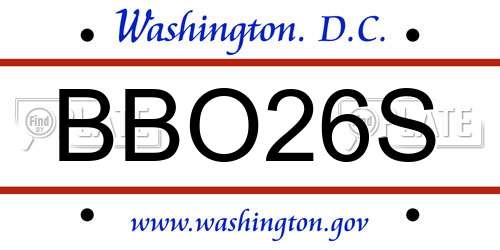 BBO26S District Of Columbia License Plate