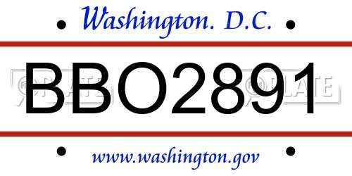 BBO2891 District Of Columbia License Plate