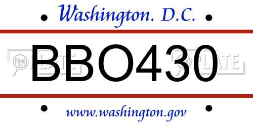 BBO430 District Of Columbia License Plate