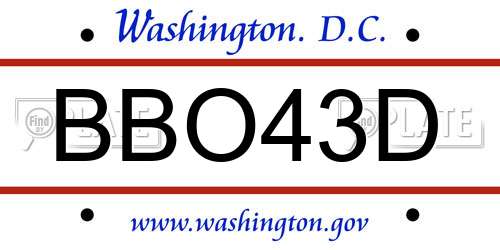 BBO43D District Of Columbia License Plate