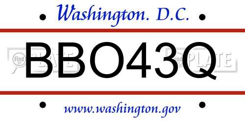 BBO43Q District Of Columbia License Plate