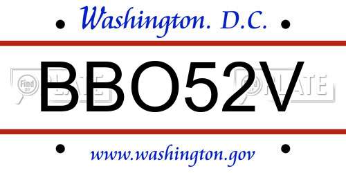 BBO52V District Of Columbia License Plate