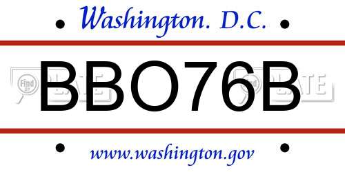 BBO76B District Of Columbia License Plate