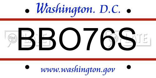 BBO76S District Of Columbia License Plate