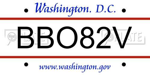 BBO82V District Of Columbia License Plate