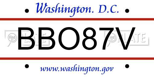 BBO87V District Of Columbia License Plate