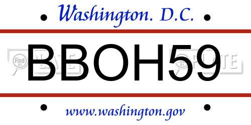 BBOH59 District Of Columbia License Plate