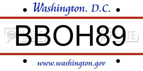 BBOH89 District Of Columbia License Plate