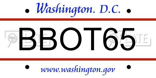 BBOT65 District Of Columbia License Plate
