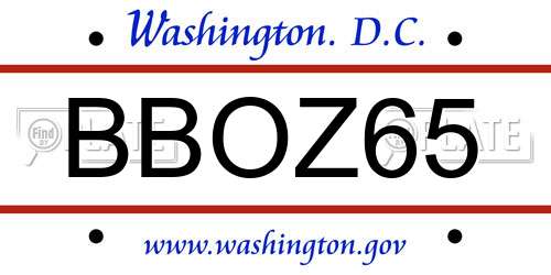 BBOZ65 District Of Columbia License Plate