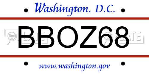 BBOZ68 District Of Columbia License Plate