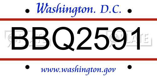 BBQ2591 District Of Columbia License Plate