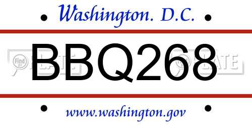 BBQ268 District Of Columbia License Plate