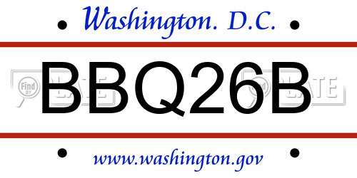 BBQ26B District Of Columbia License Plate