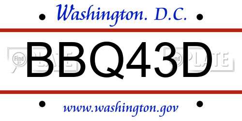 BBQ43D District Of Columbia License Plate