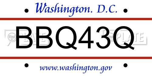 BBQ43Q District Of Columbia License Plate