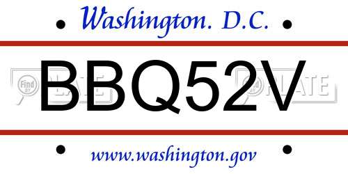 BBQ52V District Of Columbia License Plate