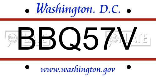 BBQ57V District Of Columbia License Plate