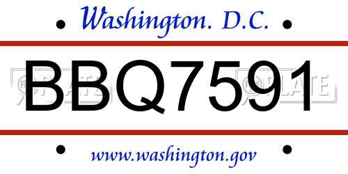 BBQ7591 District Of Columbia License Plate