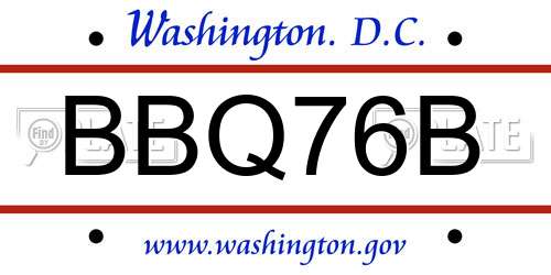 BBQ76B District Of Columbia License Plate