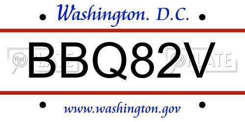 BBQ82V District Of Columbia License Plate
