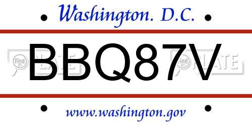 BBQ87V District Of Columbia License Plate