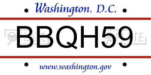 BBQH59 District Of Columbia License Plate