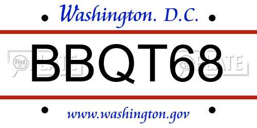 BBQT68 District Of Columbia License Plate