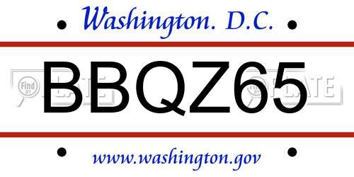 BBQZ65 District Of Columbia License Plate