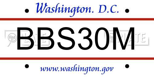 BBS30M District Of Columbia License Plate