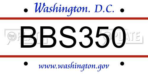BBS350 District Of Columbia License Plate