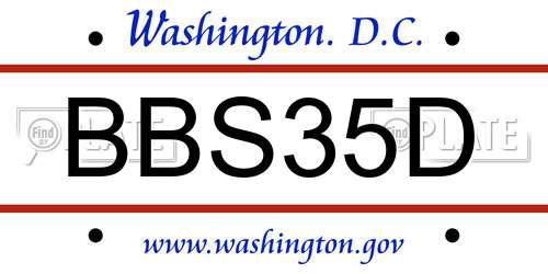 BBS35D District Of Columbia License Plate