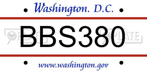 BBS380 District Of Columbia License Plate