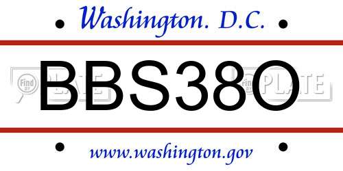 BBS38O District Of Columbia License Plate