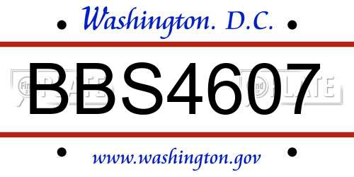 BBS4607 District Of Columbia License Plate
