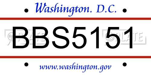 BBS5151 District Of Columbia License Plate
