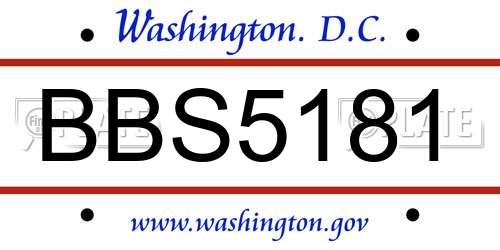 BBS5181 District Of Columbia License Plate