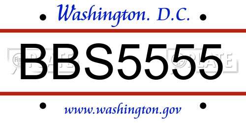 BBS5555 District Of Columbia License Plate