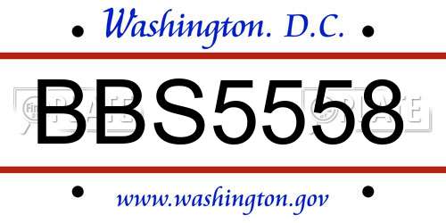 BBS5558 District Of Columbia License Plate