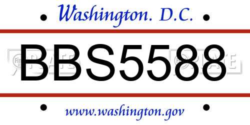 BBS5588 District Of Columbia License Plate
