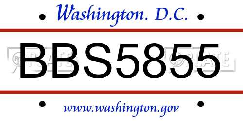 BBS5855 District Of Columbia License Plate