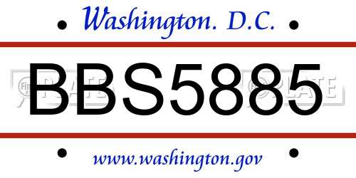 BBS5885 District Of Columbia License Plate