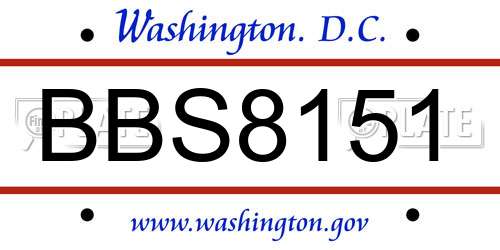BBS8151 District Of Columbia License Plate