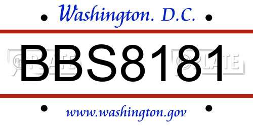 BBS8181 District Of Columbia License Plate