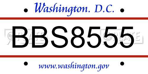 BBS8555 District Of Columbia License Plate
